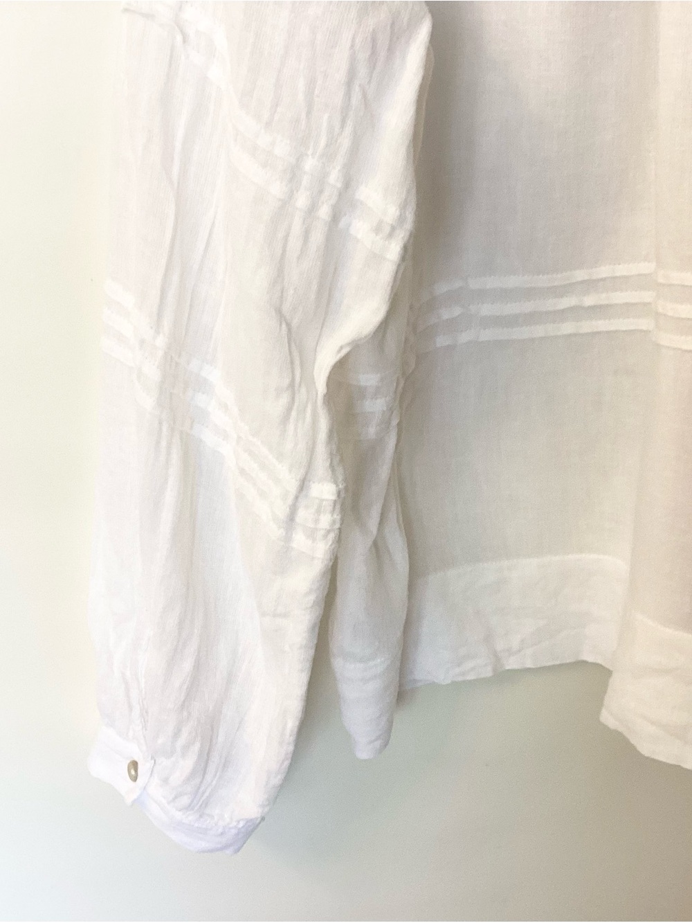 Rails Long Sleeve Frances Linen Blend Button Up Top - White - S - Picture 6 of 8